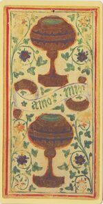 Two of Cups from the Visconti B Tarot Deck Fragment Deck