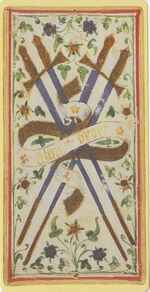 Four of Swords from the Visconti B Tarot Deck Fragment Deck