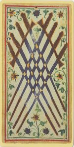 Eight of Swords from the Visconti B Tarot Deck Fragment Deck