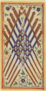 Ten of Swords from the Visconti B Tarot Deck Fragment Deck