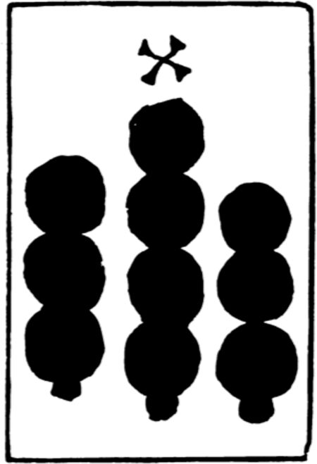 Ten of Bells from the Early German Stenciled Playing Card Deck Fragment Deck