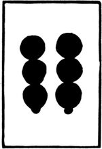 Six of Bells from the Early German Stenciled Playing Card Deck Fragment Deck