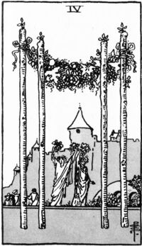 Read about Four of Wands from the Waite Smith Tarot Deck