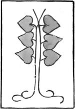 Six of Leaves from the Early German Stenciled Playing Card Deck Fragment Deck
