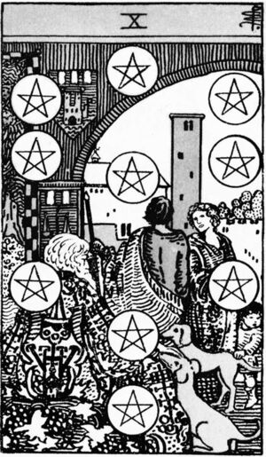 Ten of Pentacles from the Waite Smith Tarot Deck