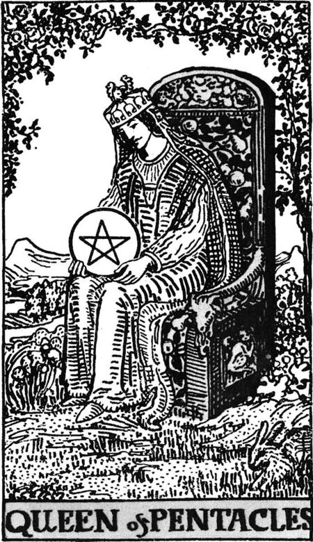 Queen of Pentacles from the Waite Smith Tarot Deck