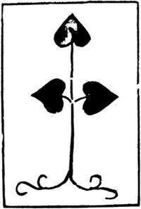 Three of Leaves from the Early German Stenciled Playing Card Deck Fragment Deck