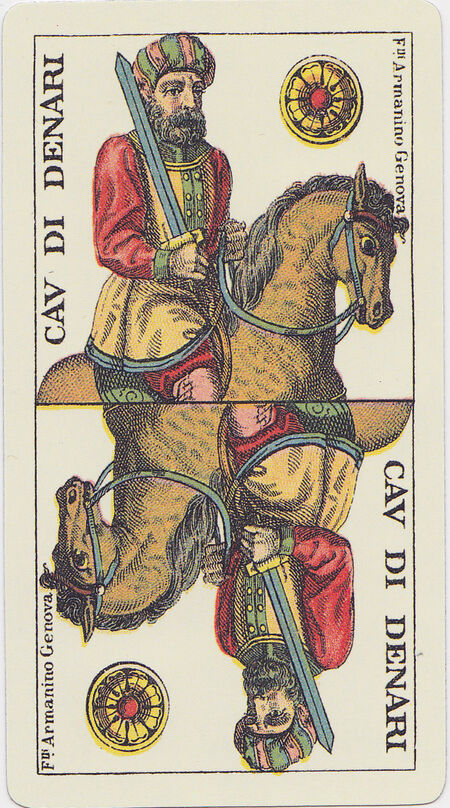 Knight of Coins from the Tarot Genoves Deck