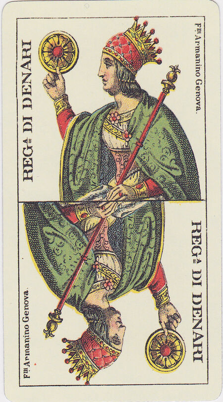 Queen of Coins from the Tarot Genoves Deck