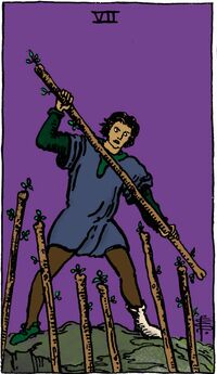 Seven of Wands from the Vivid Waite Smith Deck