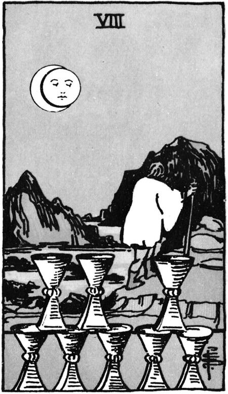 Eight of Cups from the Waite Smith Tarot Deck