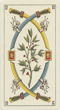 Two of Swords from the Tarot Genoves Tarot Deck