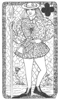 Knave of Clubs from the Early French Tarot Deck Fragment Deck
