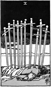 Read about Ten of Swords from the Waite Smith Tarot Deck