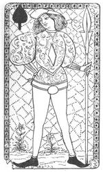 Knave of Spades from the Early French Tarot Deck Fragment Deck