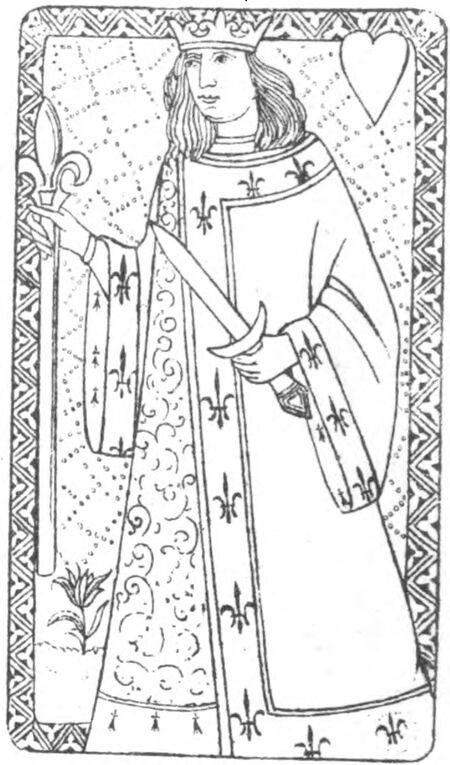 King of Hearts from the Early French Tarot Deck Fragment Deck