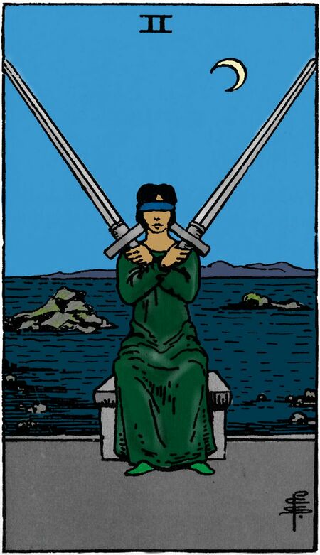 Two of Swords from the Vivid Waite Smith Deck