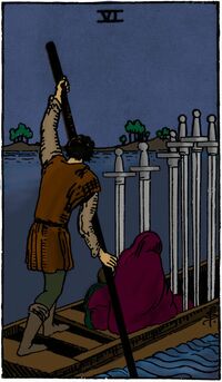 Six of Swords from the Vivid Waite Smith Deck