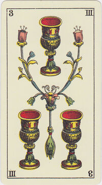 Three of Cups from the Tarot Genoves Tarot Deck