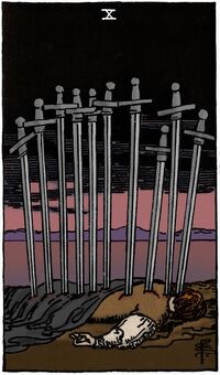 Ten of Swords from the Vivid Waite Smith Deck