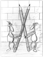 Two of Pencils from the Uncarrot Tarot Deck