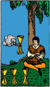 Four of Cups from the Vivid Waite Smith Tarot Deck