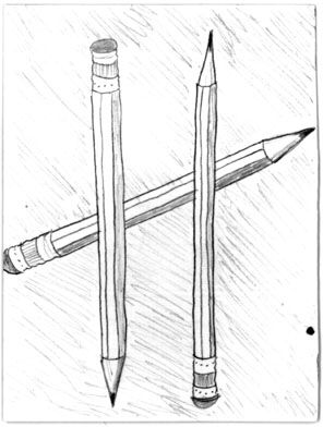 Three of Pencils from the Uncarrot Tarot Deck