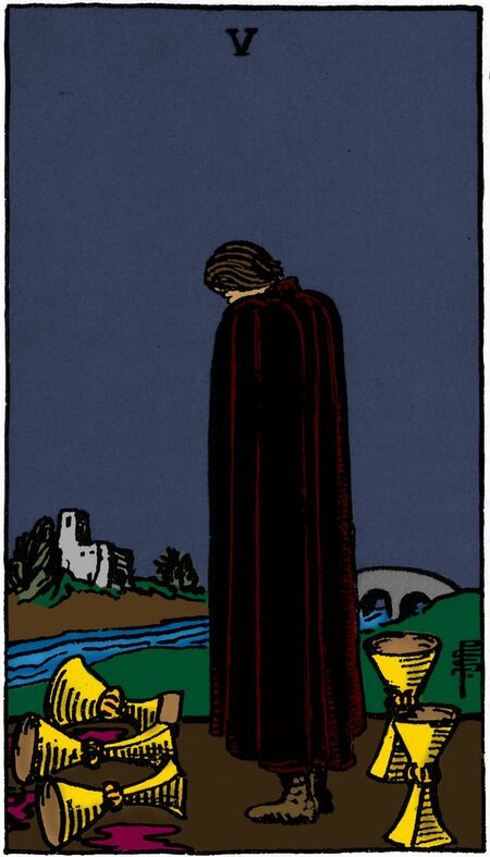 Five of Cups from the Vivid Waite Smith Tarot Deck