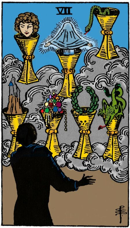 Seven of Cups from the Vivid Waite Smith Tarot Deck