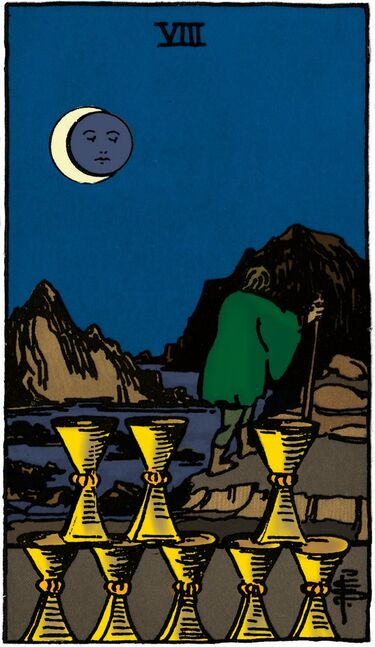 Eight of Cups from the Vivid Waite Smith Tarot Deck