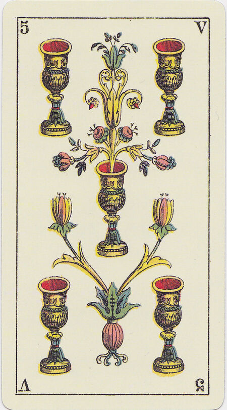 Five of Cups from the Tarot Genoves Tarot Deck