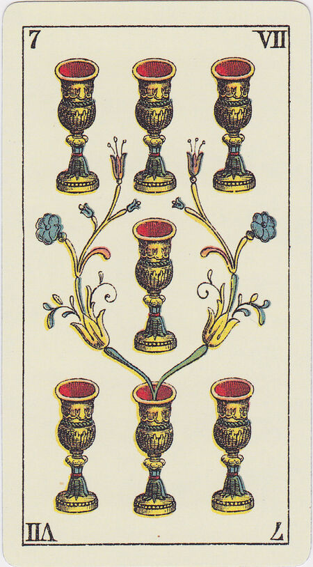 Seven of Cups from the Tarot Genoves Tarot Deck