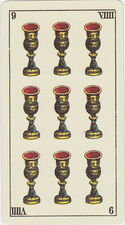 Nine of Cups from the Tarot Genoves Deck