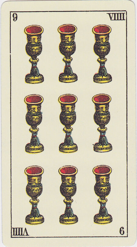 Nine of Cups from the Tarot Genoves Deck